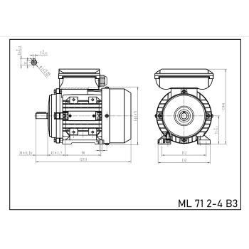 Silnik elektryczny jednofazowy 0,37kW 1400 obr/min. 71 B3